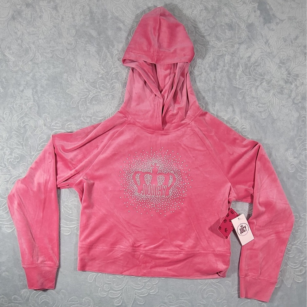 Juicy‎ Couture Preppy Pink Velour Hoodie Women's Size Small New With Tags